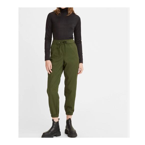 Levis Women Jogger Pants Olive Green Off Duty High Rise Relaxed Large Utility - Picture 1 of 8